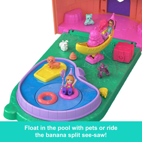 Mattel Polly Pocket Dolls And Playset Gelato House With Elevator Ice Cream Theme With 25+ Accessories Including Furniture And Pets