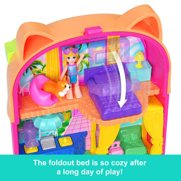 Mattel Polly Pocket Kitty Popsicle Resort Compact Playset With 1 Micro Doll And Pet Puppy Travel Toy With Themed Accessories