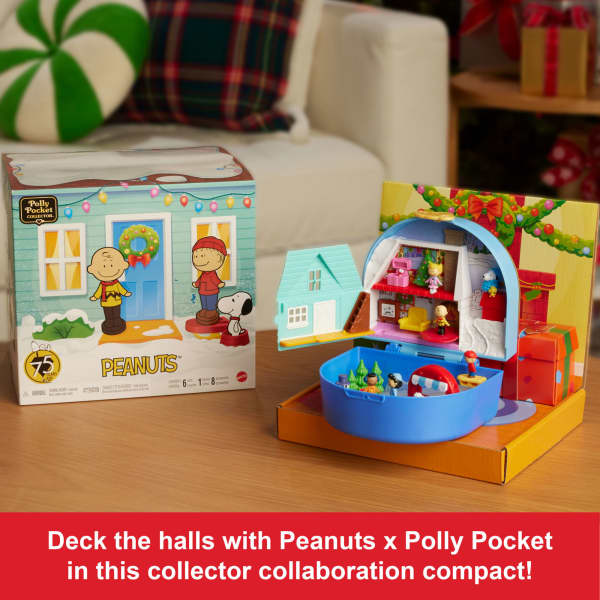 Mattel Polly Pocket Micro Dolls And Playset Collector Peanuts Compact With 7 Accessories