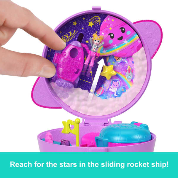 Mattel Polly Pocket Planet Polly Compact Playset With 1 Micro Doll And Pet Puppy Travel Toy With Themed Accessories