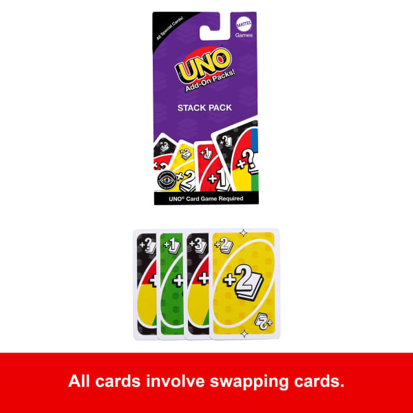 Mattel UNO Add-On-Packs Stack Pack Card Game For Kids Family & Game Nights Travel Camping & Parties