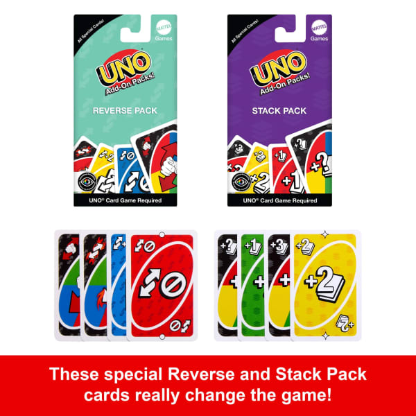Mattel UNO Card Game With 2 Add-On Packs Card Deck For Kids Adults & Family Night