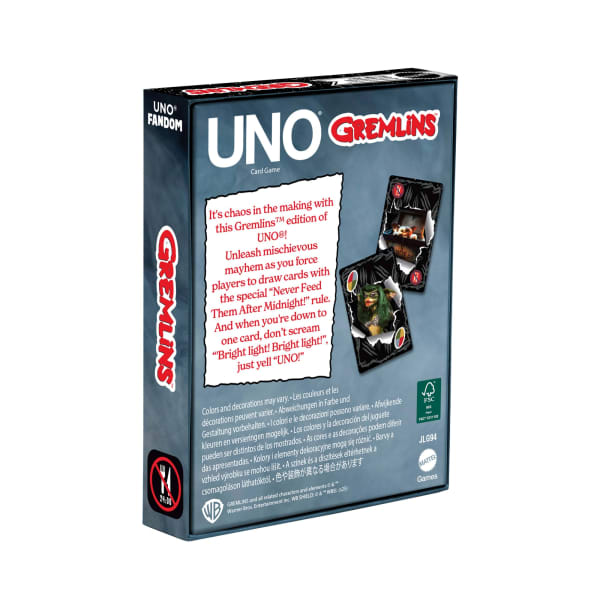 Mattel UNO Fandom Gremlins Card Game For Kids Adults & Families Travel & Camping For 2-10 Players