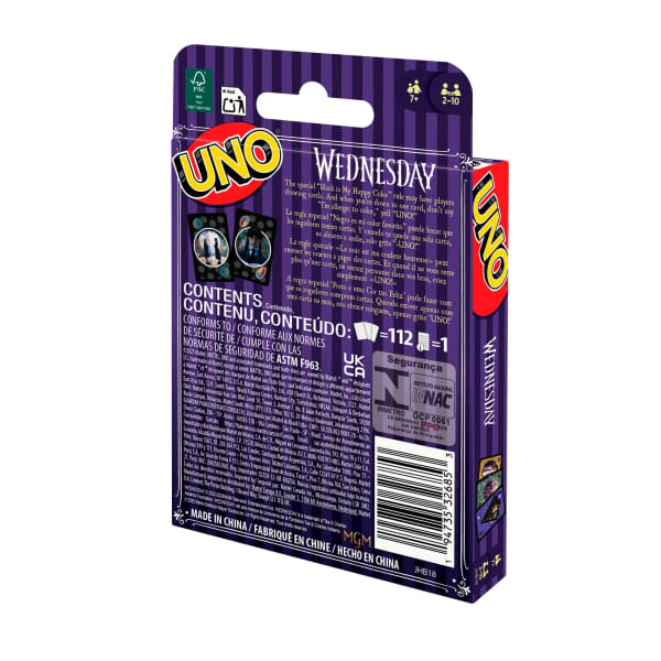 Mattel UNO Wednesday Card Game For Kid Adult & Family Nights Toy Collectible Inspired By The Series
