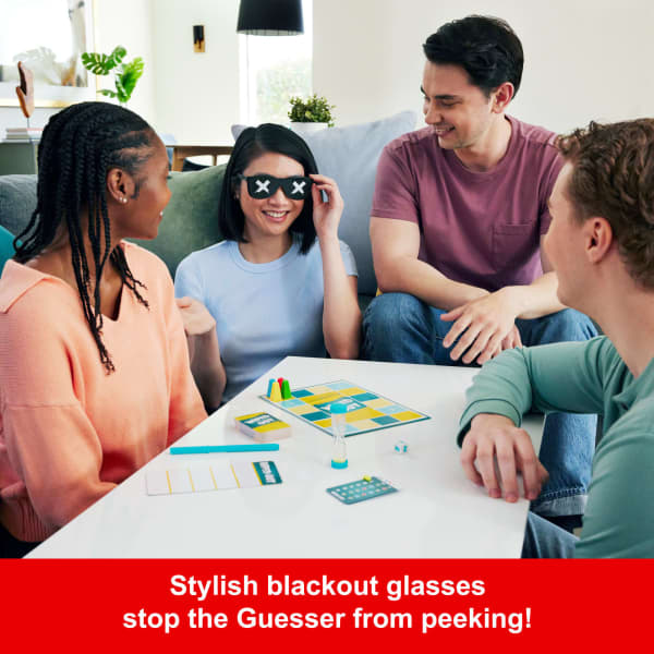 mattel Wiped Out Party Game Guessing Game For Families Teens Adults With Erasable Clues And Blackout Glasses For 3-6 Players