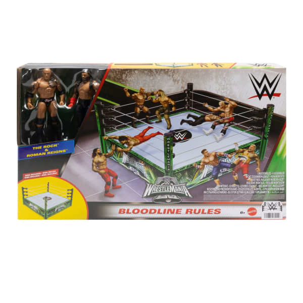 Mattel WWE Bloodlines Rules Playset With Ring & 2 Action Figures Includes The Rock & Roman Reigns