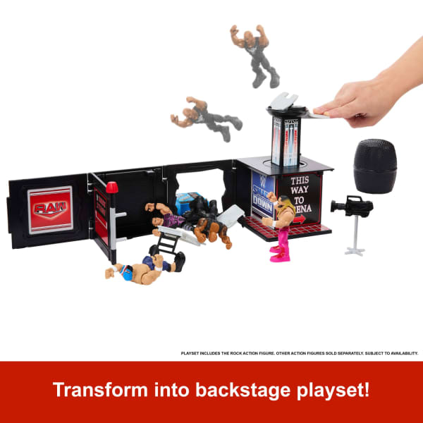 Mattel WWE Knuckle Crunchers Final Boss Microphone Playset With The Rock Action Figure & 2 Accessories