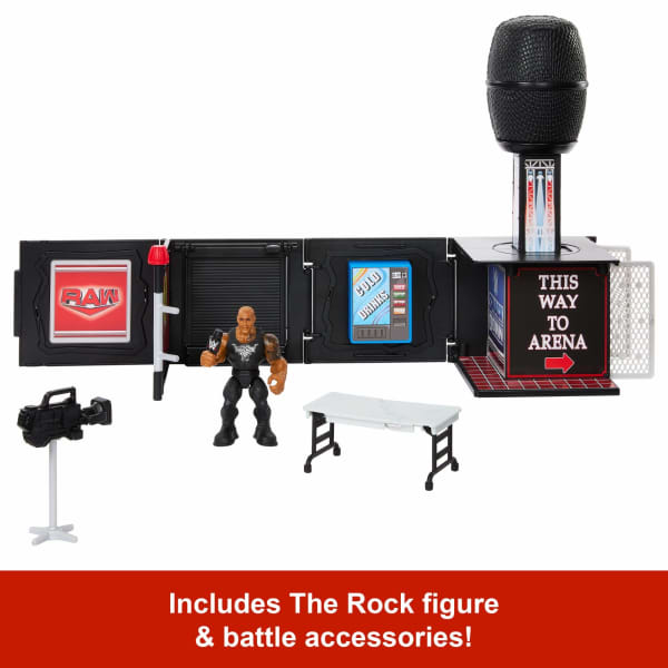 Mattel WWE Knuckle Crunchers Final Boss Microphone Playset With The Rock Action Figure & 2 Accessories