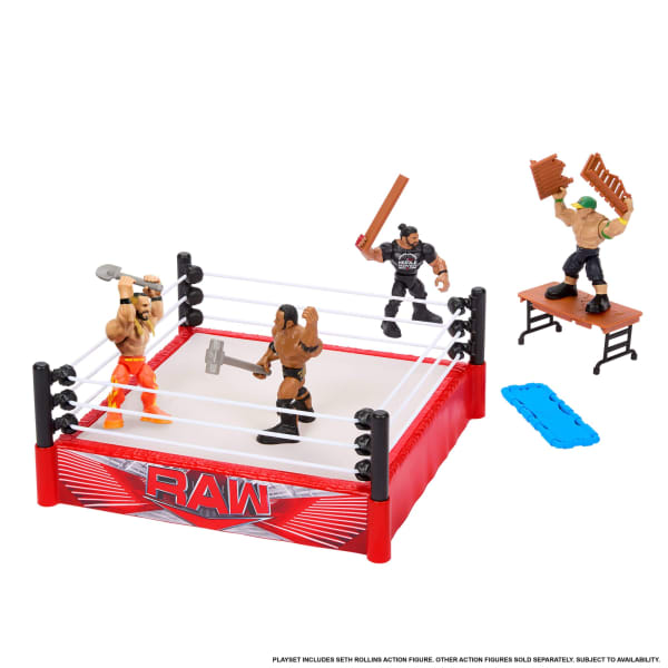 Mattel WWE Knuckle Crunchers Rebound Ring & Action Figure Playset With Seth Rollins Mini Figure