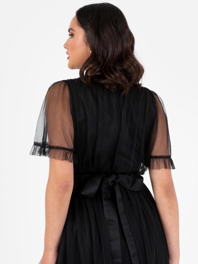 Maya Deluxe Anaya With Love Recycled Black Faux Wrap Maxi Dress With Sash Belt