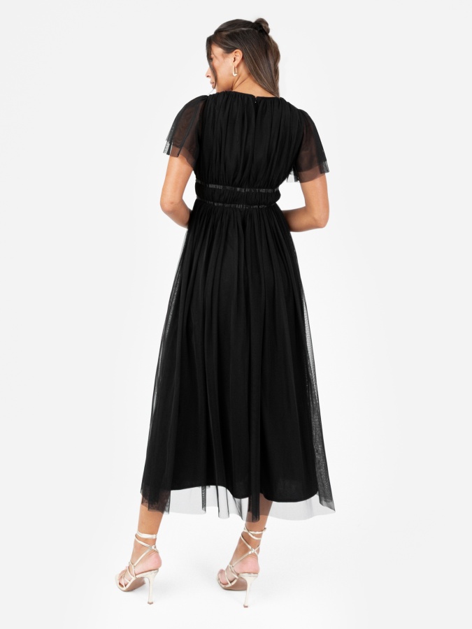 Maya Deluxe Anaya With Love Recycled Black Ribbon Detail Midi Dress
