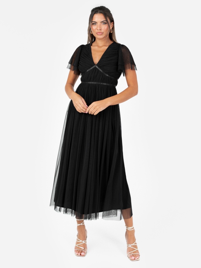maya deluxe Anaya With Love Recycled Black Ribbon Detail Midi Dress