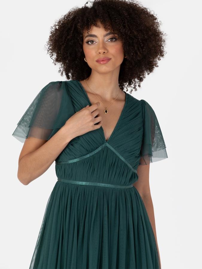 Maya Deluxe Anaya With Love Recycled Emerald Green Ribbon Detail Midi Dress