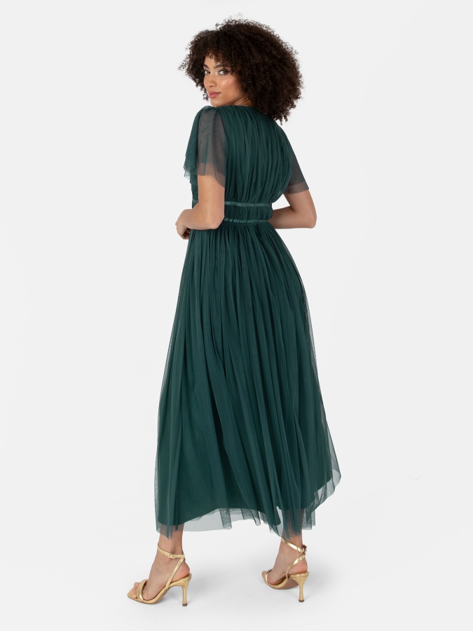 Maya Deluxe Anaya With Love Recycled Emerald Green Ribbon Detail Midi Dress