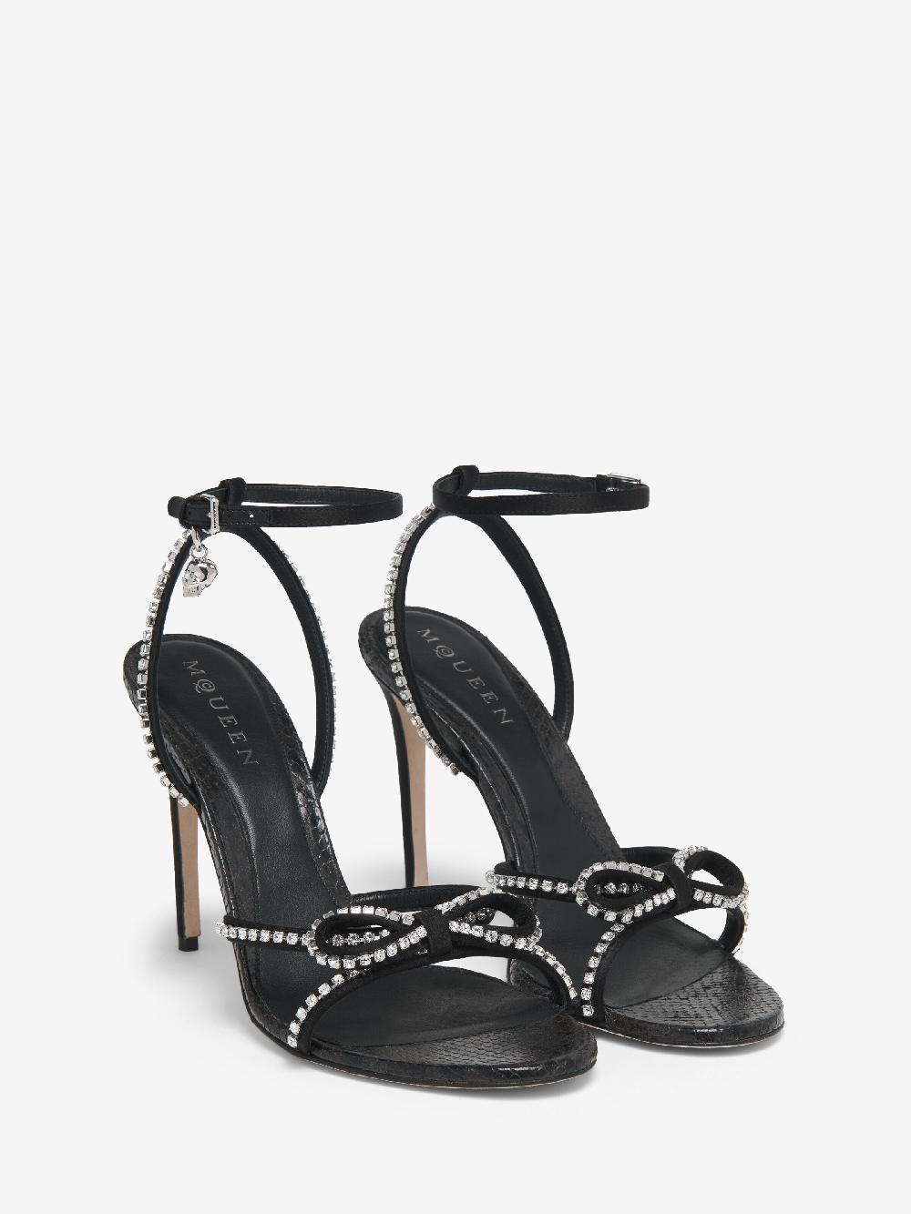 Mcq Alexander Mcqueen Women's Crystal Bow Sandal In Black