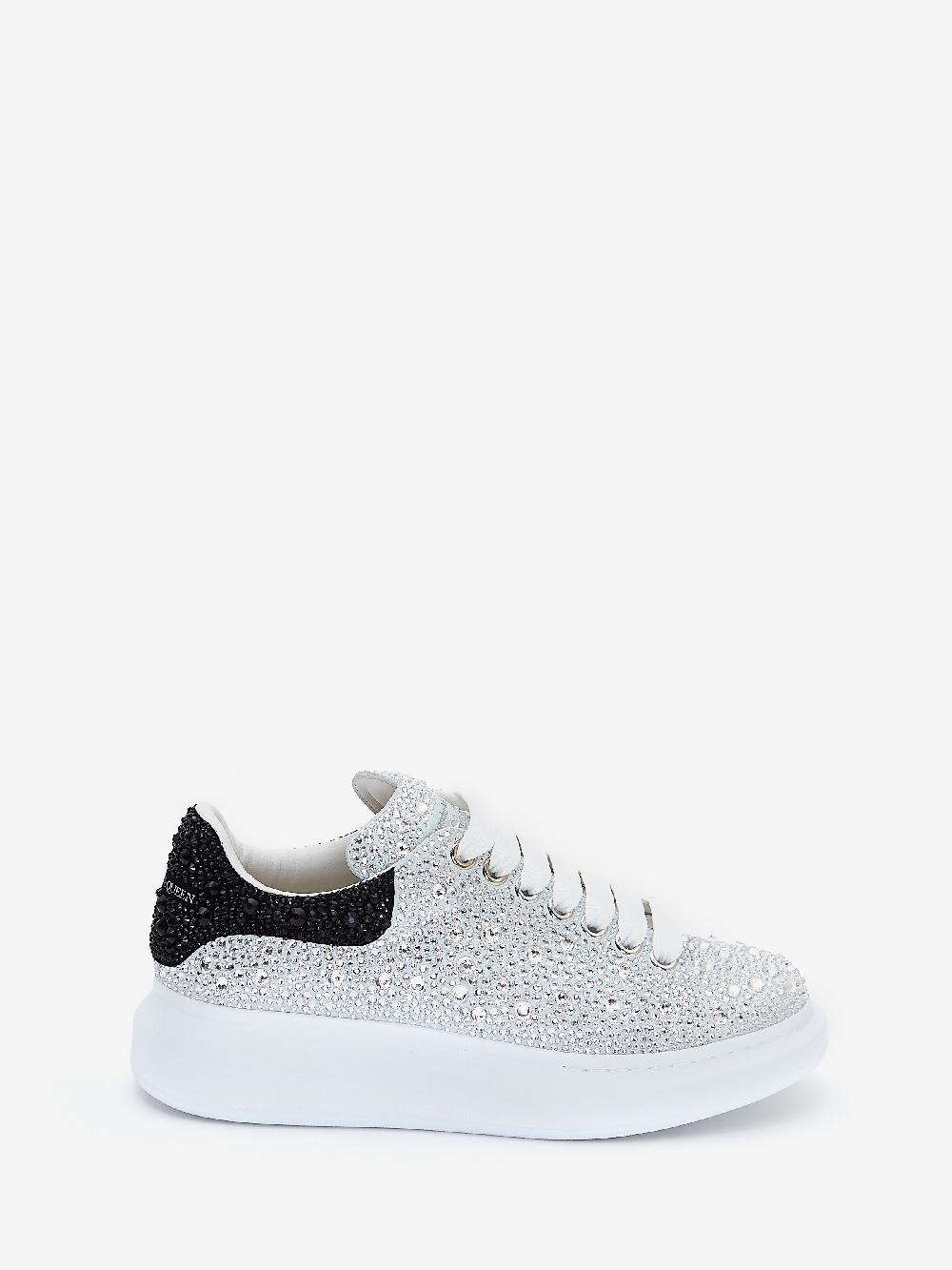 Mcq Alexander Mcqueen Women's Crystal-embellished Oversized Sneaker In White/Crystal