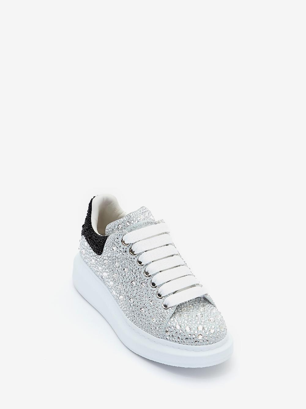 Mcq Alexander Mcqueen Women's Crystal-embellished Oversized Sneaker In White/Crystal