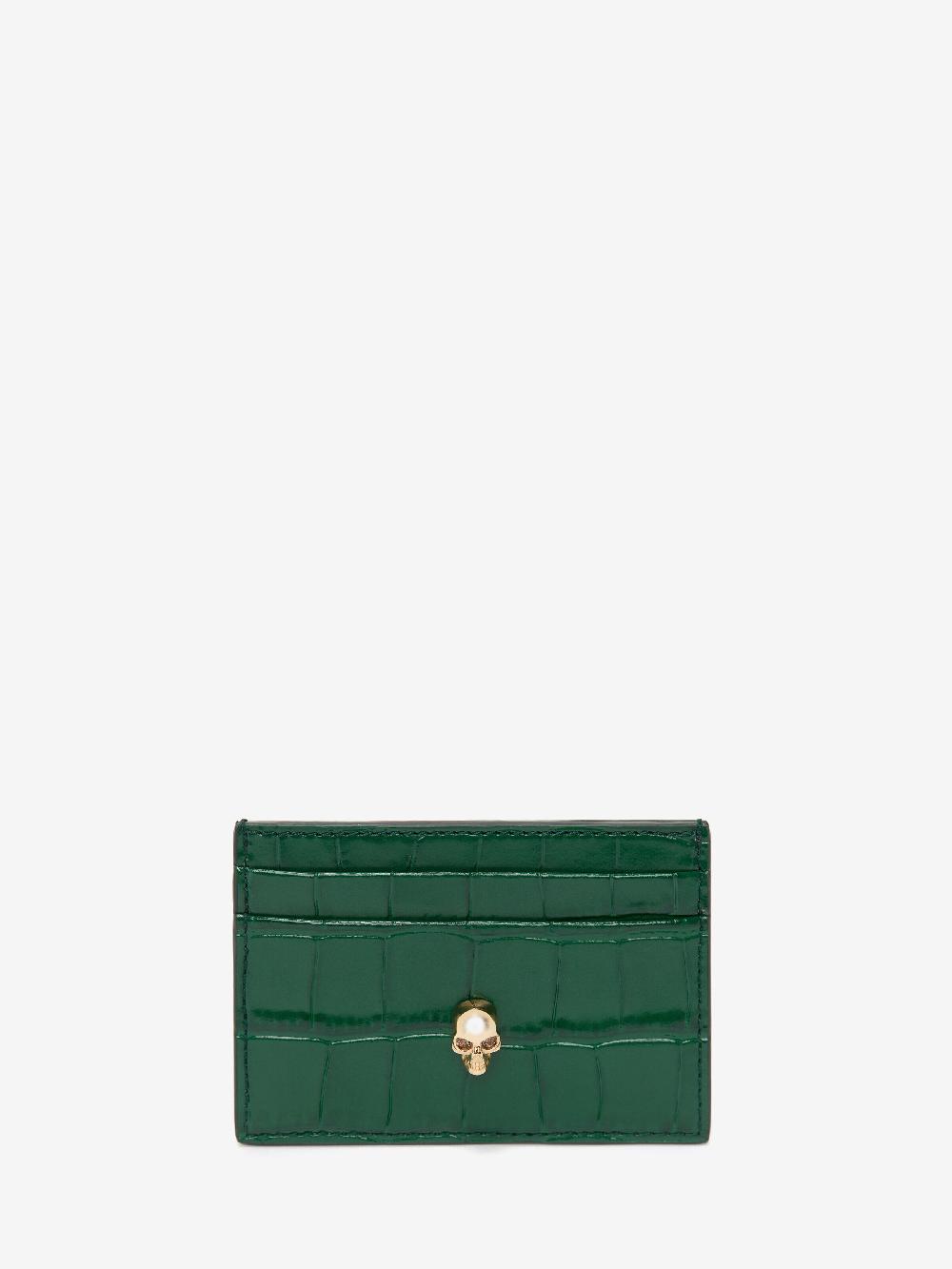 Mcq Alexander Mcqueen Women's Embossed Croc Card Holder In Emerald