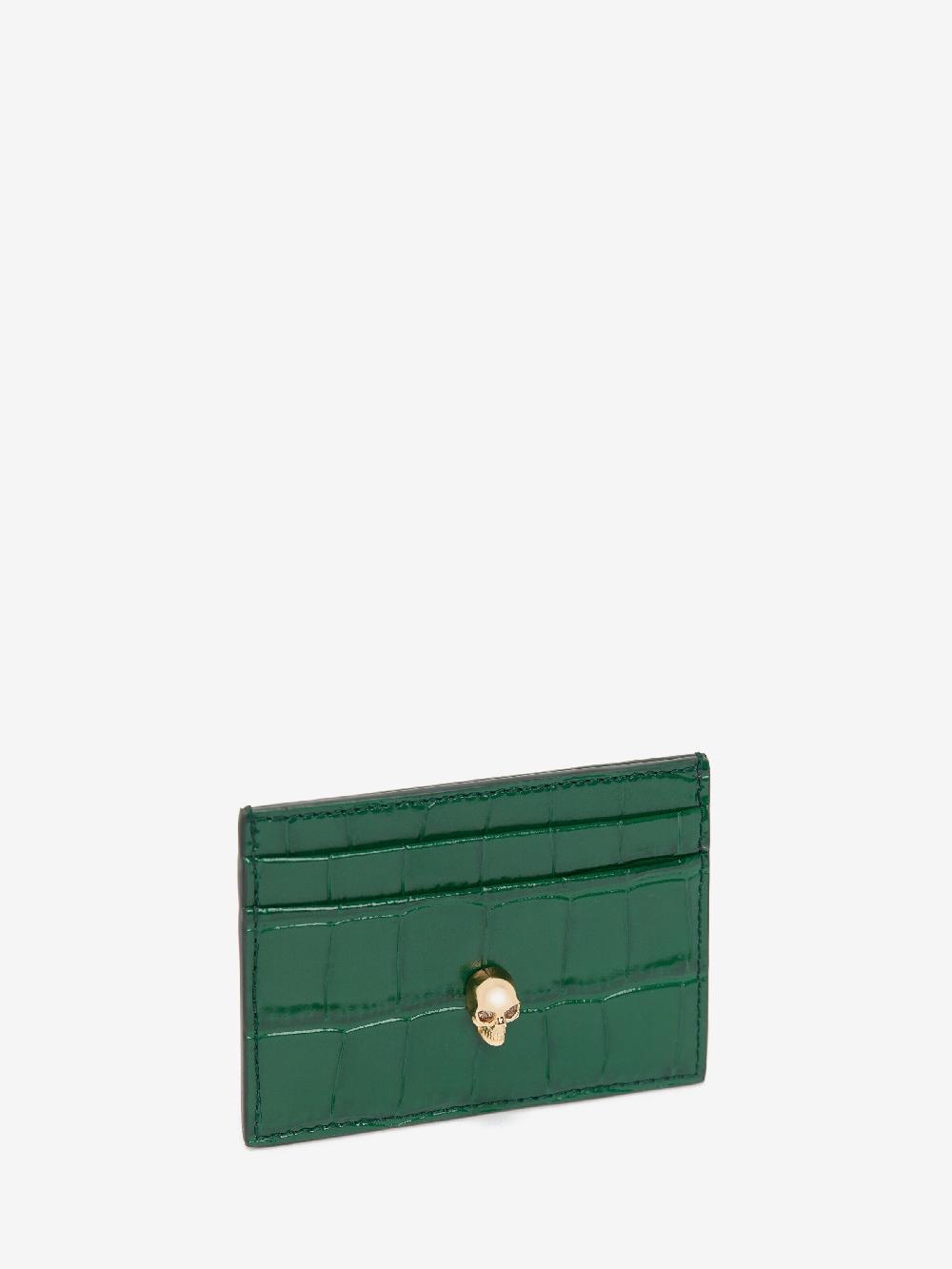 Mcq Alexander Mcqueen Women's Embossed Croc Card Holder In Emerald