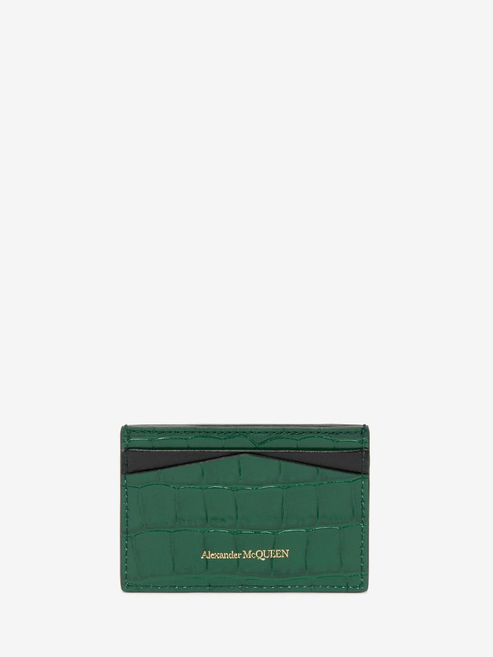 Mcq Alexander Mcqueen Women's Embossed Croc Card Holder In Emerald