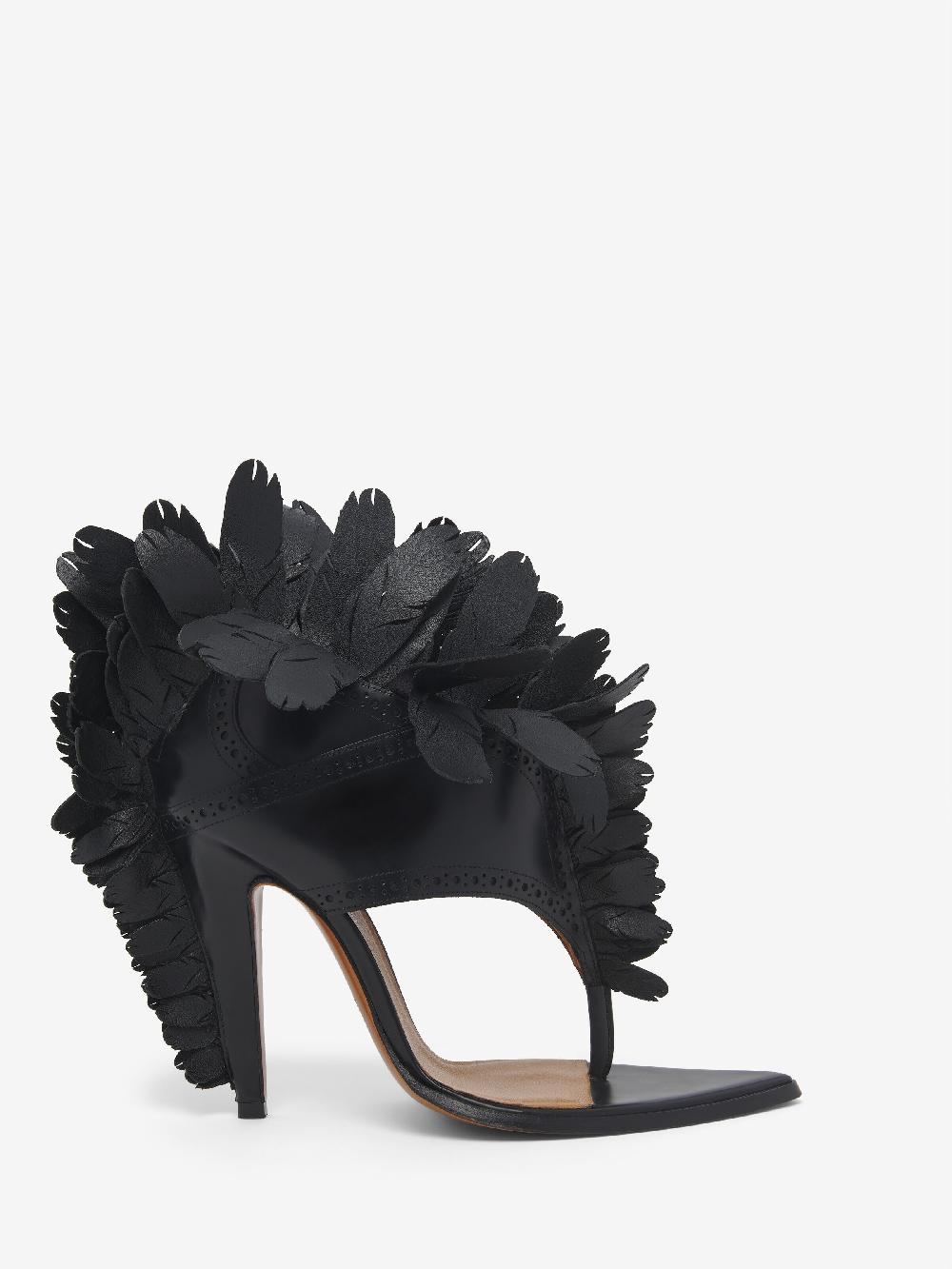 Mcq Alexander Mcqueen Women's Feathered Sandal In Black