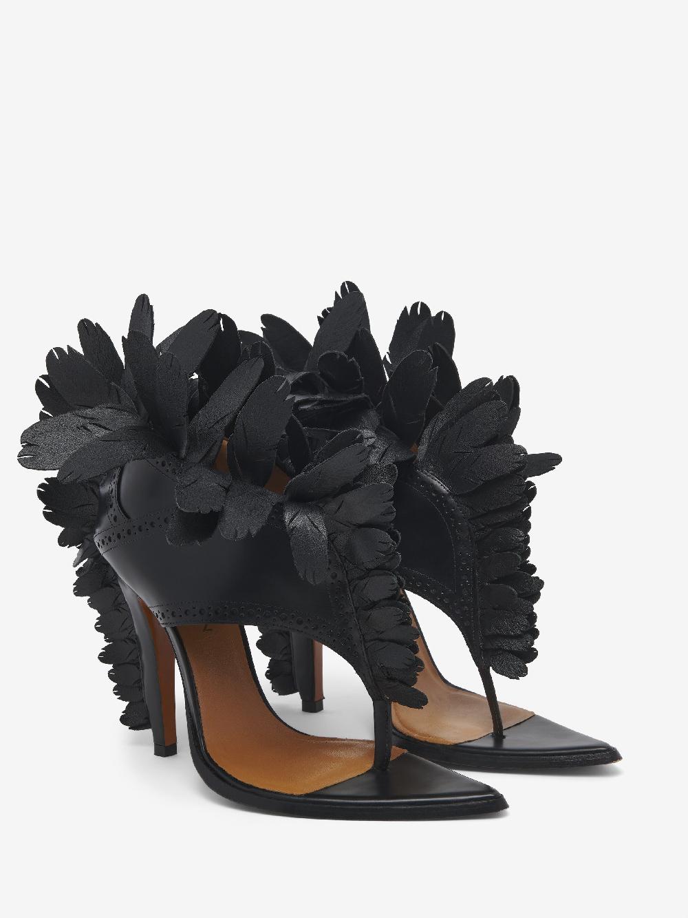 Mcq Alexander Mcqueen Women's Feathered Sandal In Black