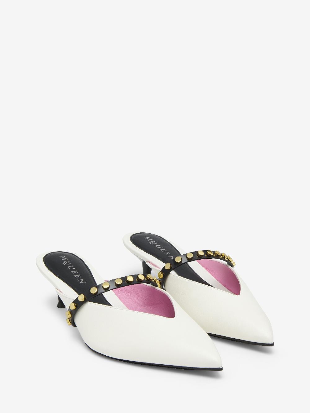 Mcq Alexander Mcqueen Women's Revel Mule In White/Black/Gold