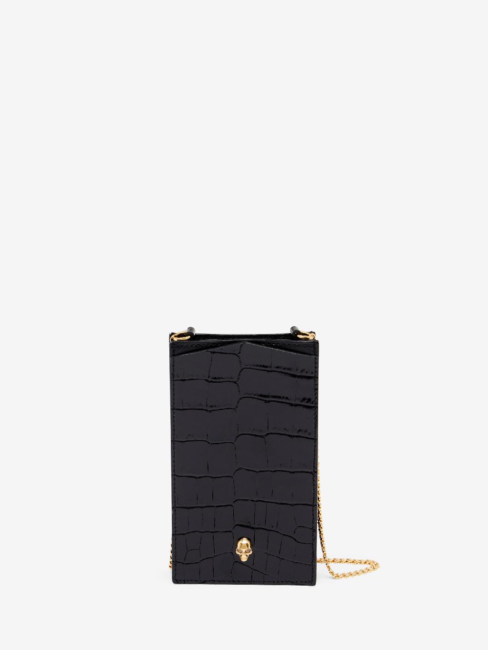 Mcq Alexander Mcqueen Women's Skull Phone Case With Chain In Black