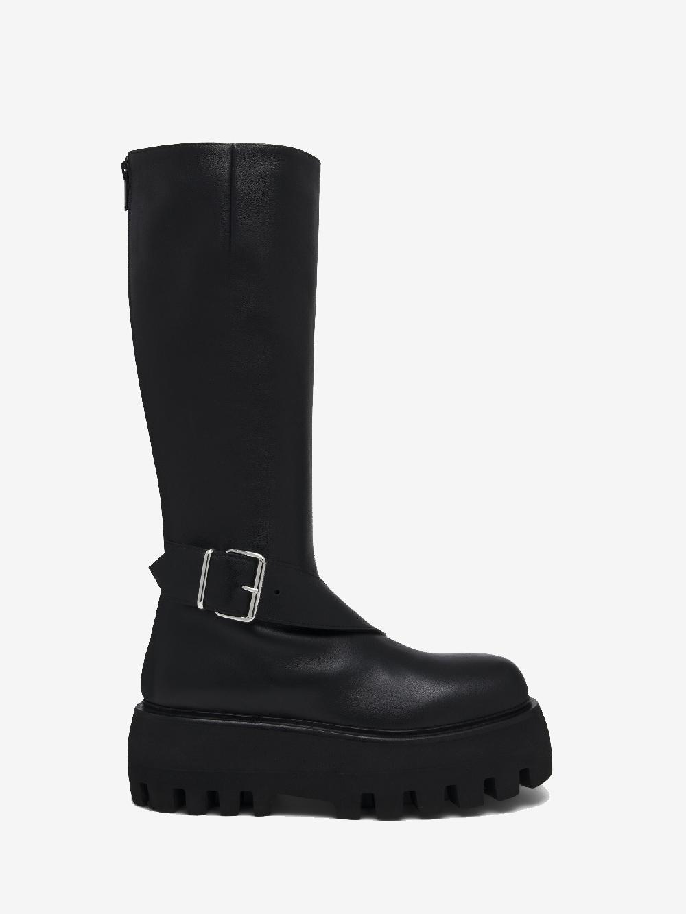 Mcq Alexander Mcqueen Women's Sofa Knee-High Buckle Boot In Black