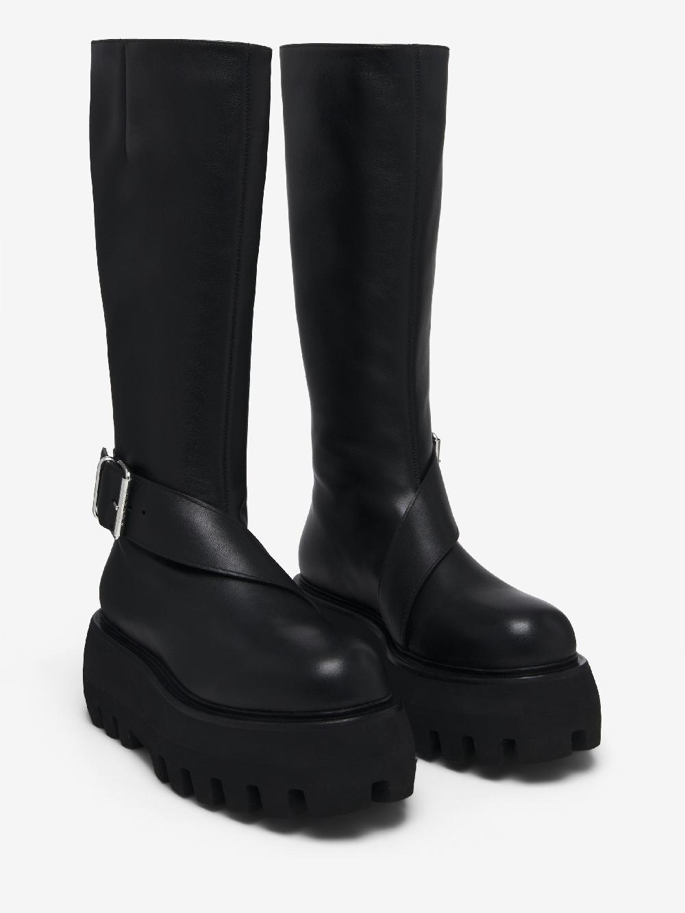 Mcq Alexander Mcqueen Women's Sofa Knee-High Buckle Boot In Black