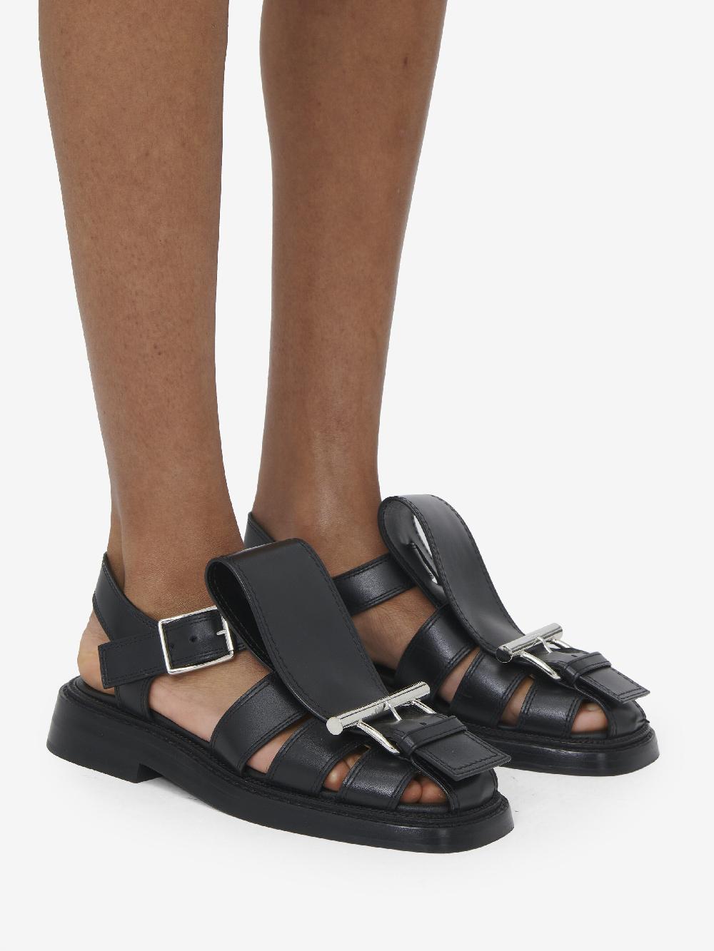 Mcq Alexander Mcqueen Women's T-Bar Caged Sandal In Black