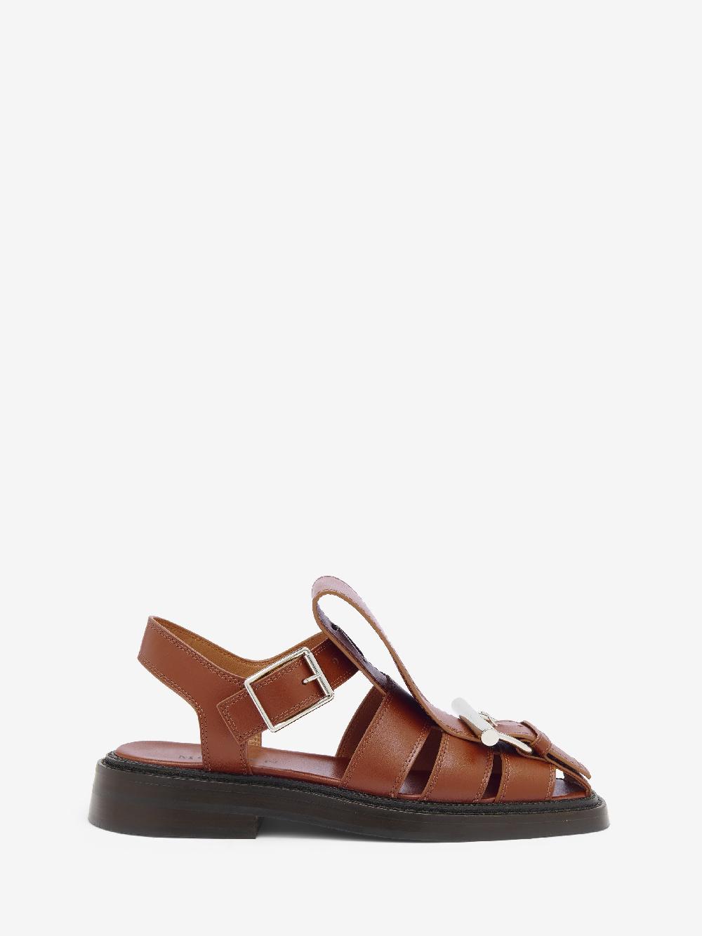 Mcq Alexander Mcqueen Women's T-Bar Caged Sandal In Brown