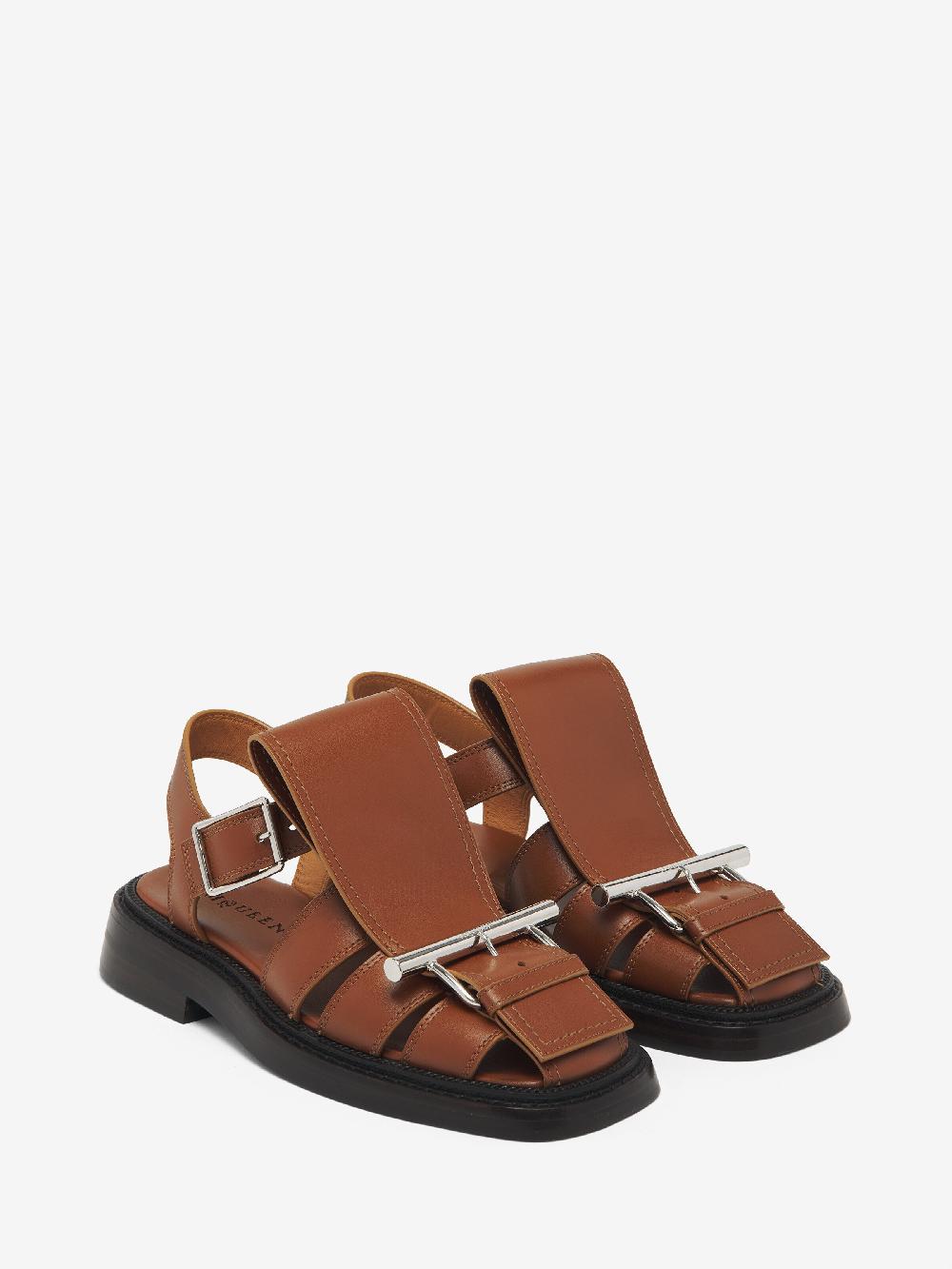 Mcq Alexander Mcqueen Women's T-Bar Caged Sandal In Brown