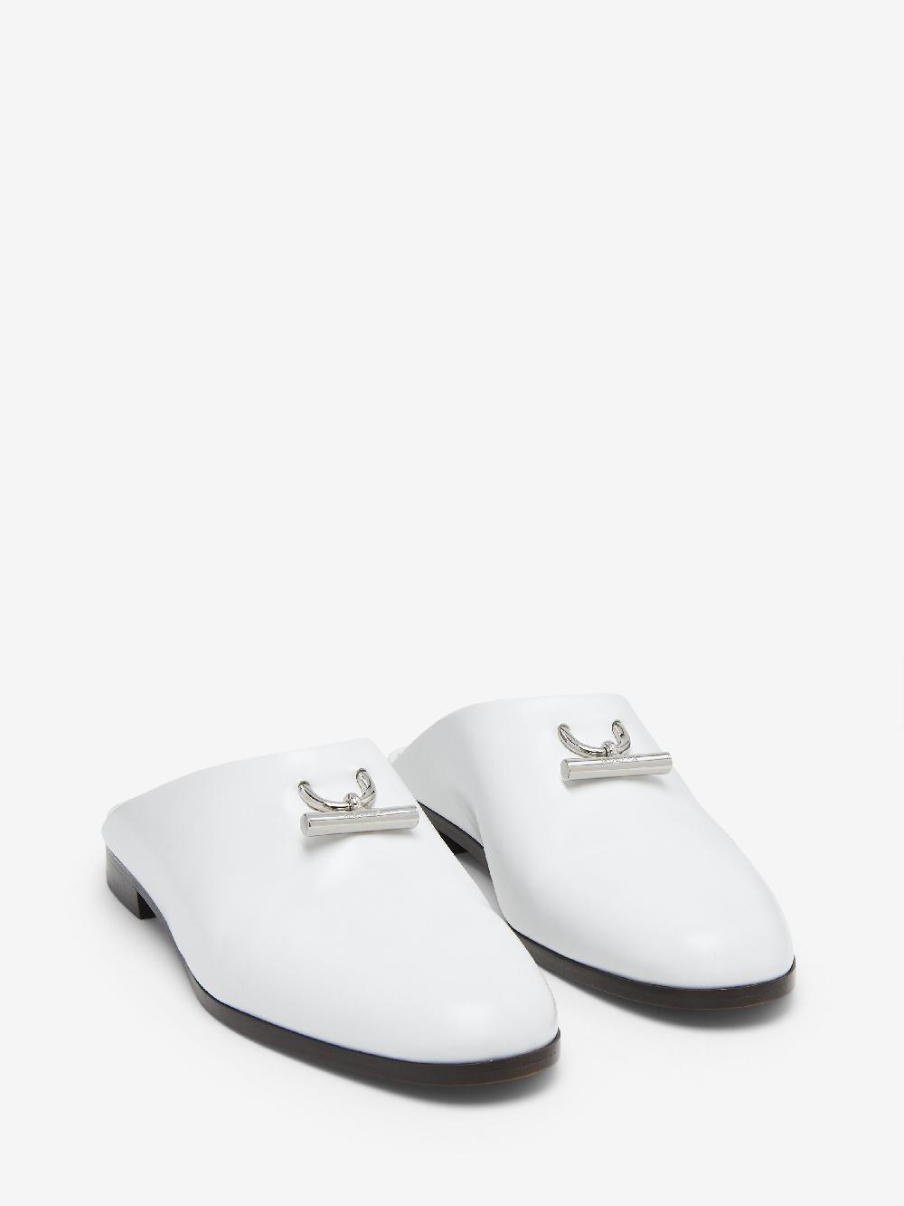Mcq Alexander Mcqueen Women's T-Bar Slip On Mule In White/Silver