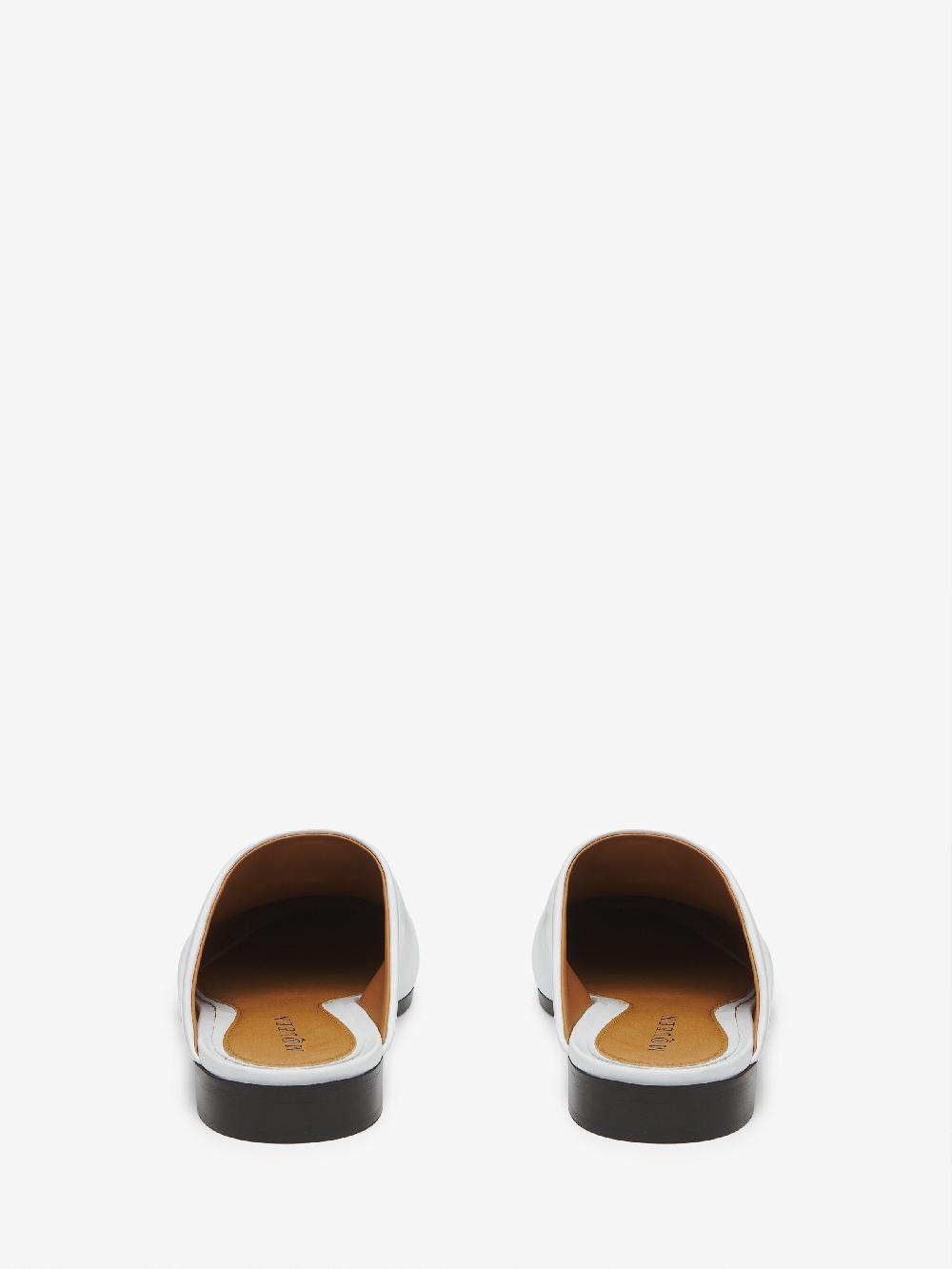 mcq alexander mcqueen Women's T-Bar Slip On Mule in White/Silver