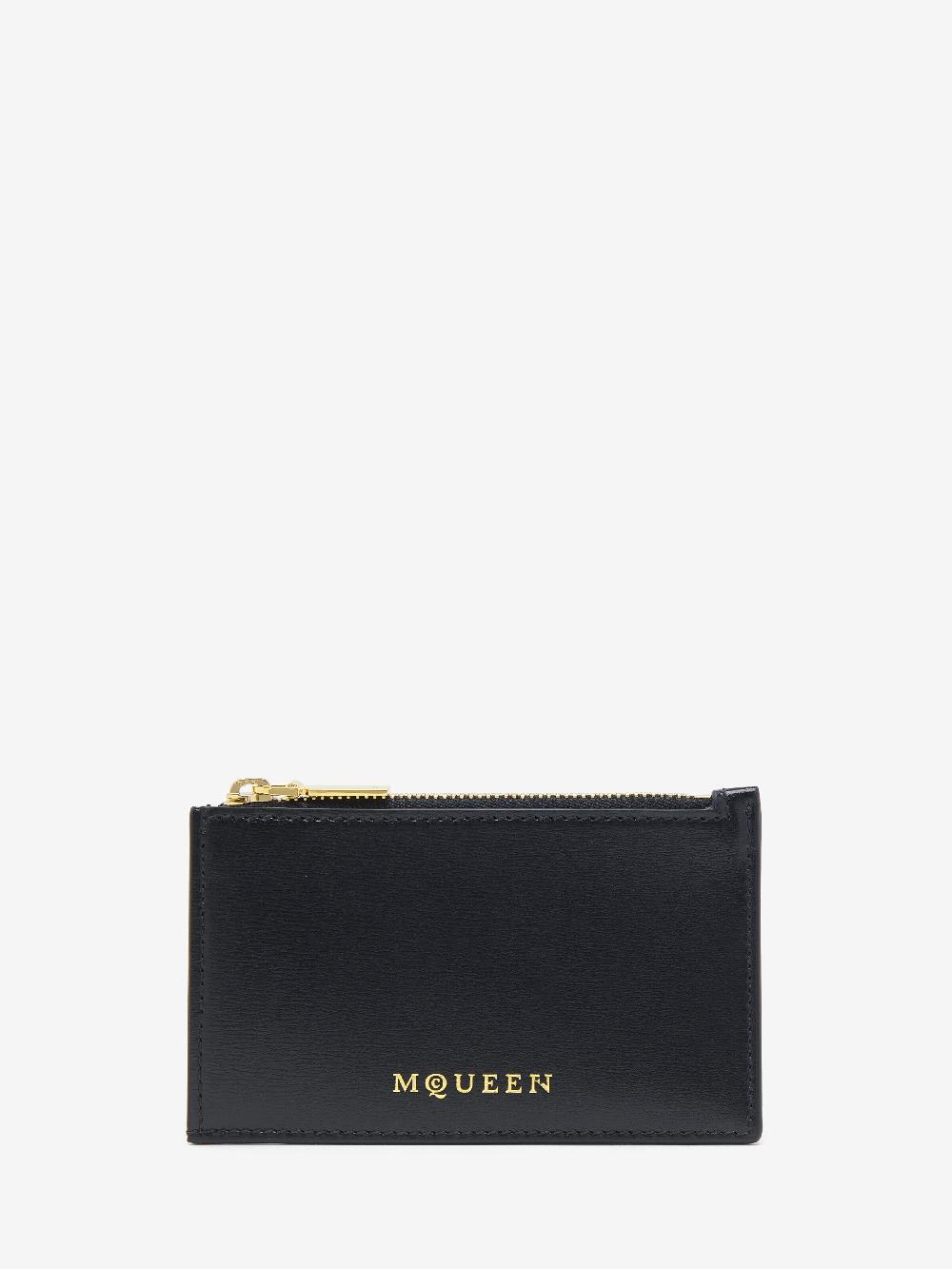 Mcq Alexander Mcqueen Women's Zip Card Holder In Black/Gold