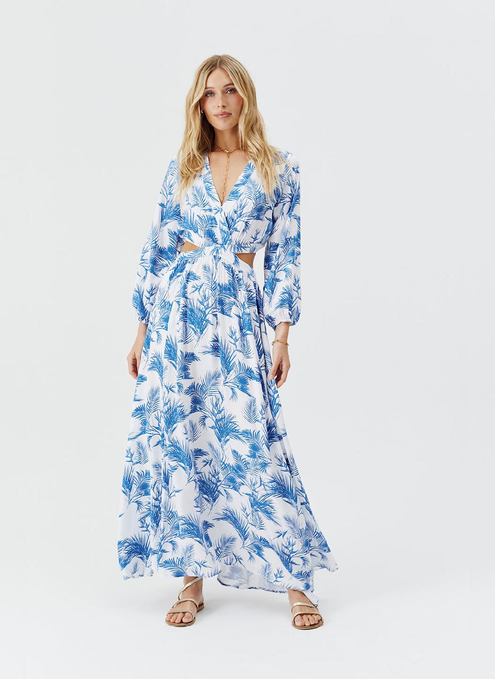 Melissa Odabash Anastasia Blue Palm Dress