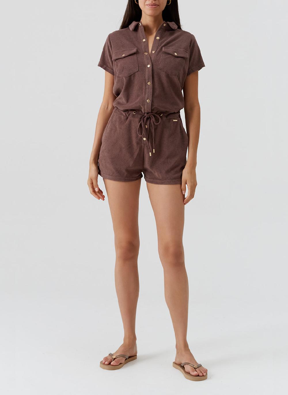 Melissa Odabash Cheryl Coffee Romper