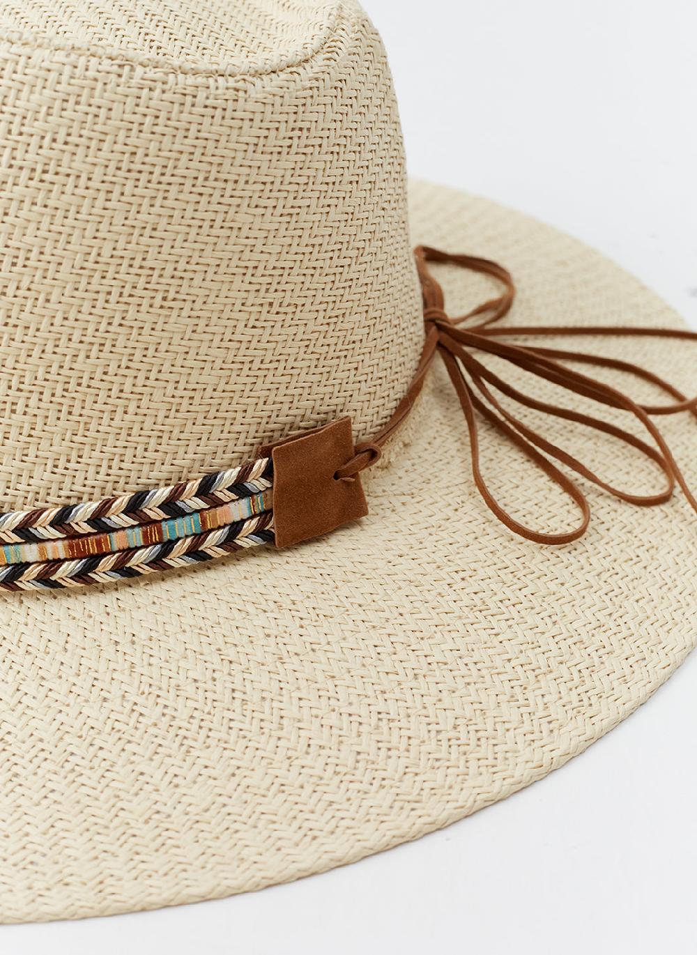 Melissa Odabash Kate Beige Ribbon Hat