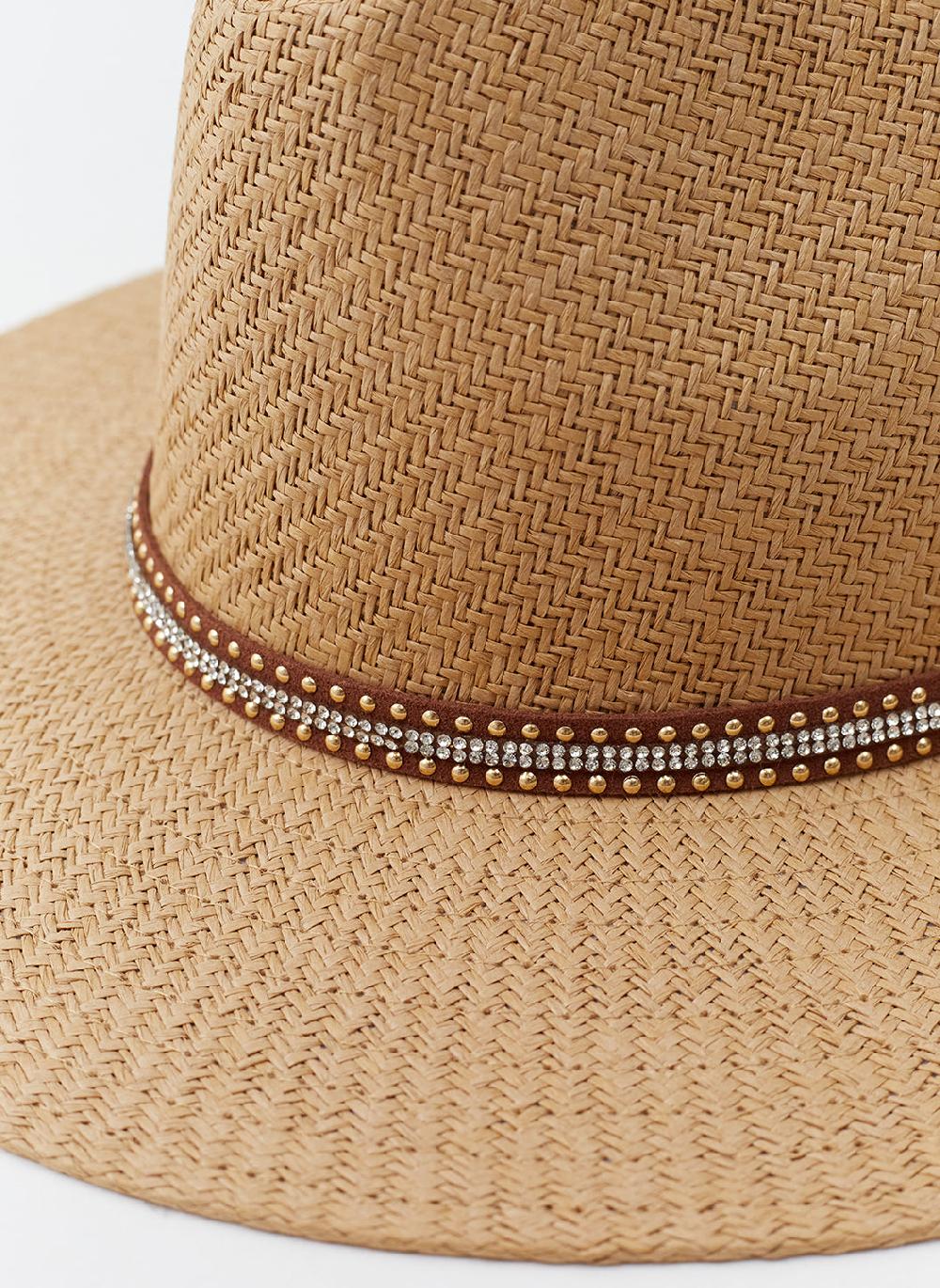 Melissa Odabash Kate Tan Stud Belt Hat