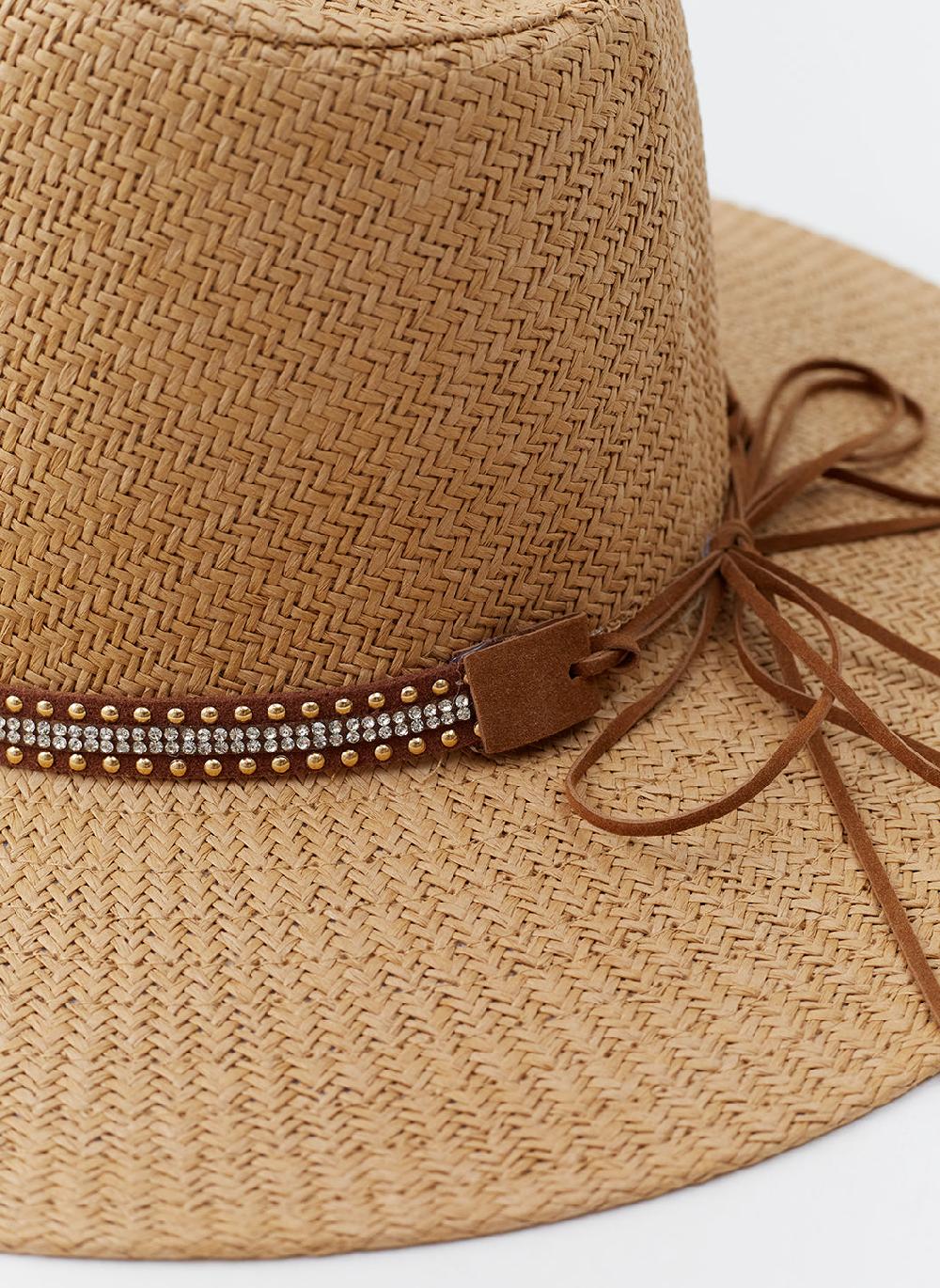 Melissa Odabash Kate Tan Stud Belt Hat