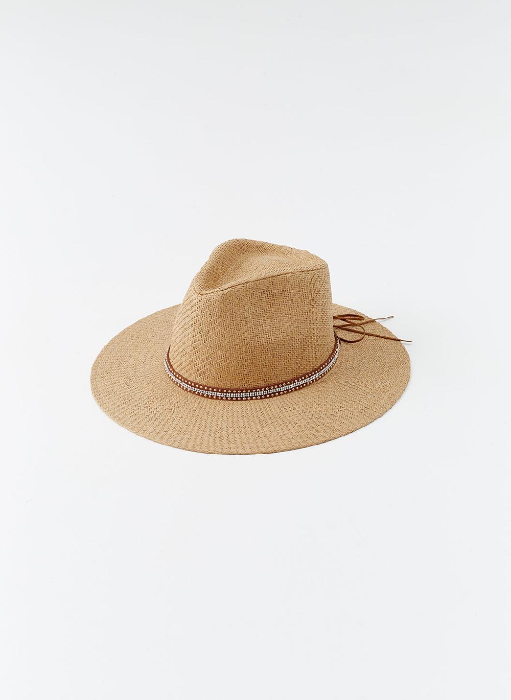melissa odabash Kate Tan Stud Belt Hat