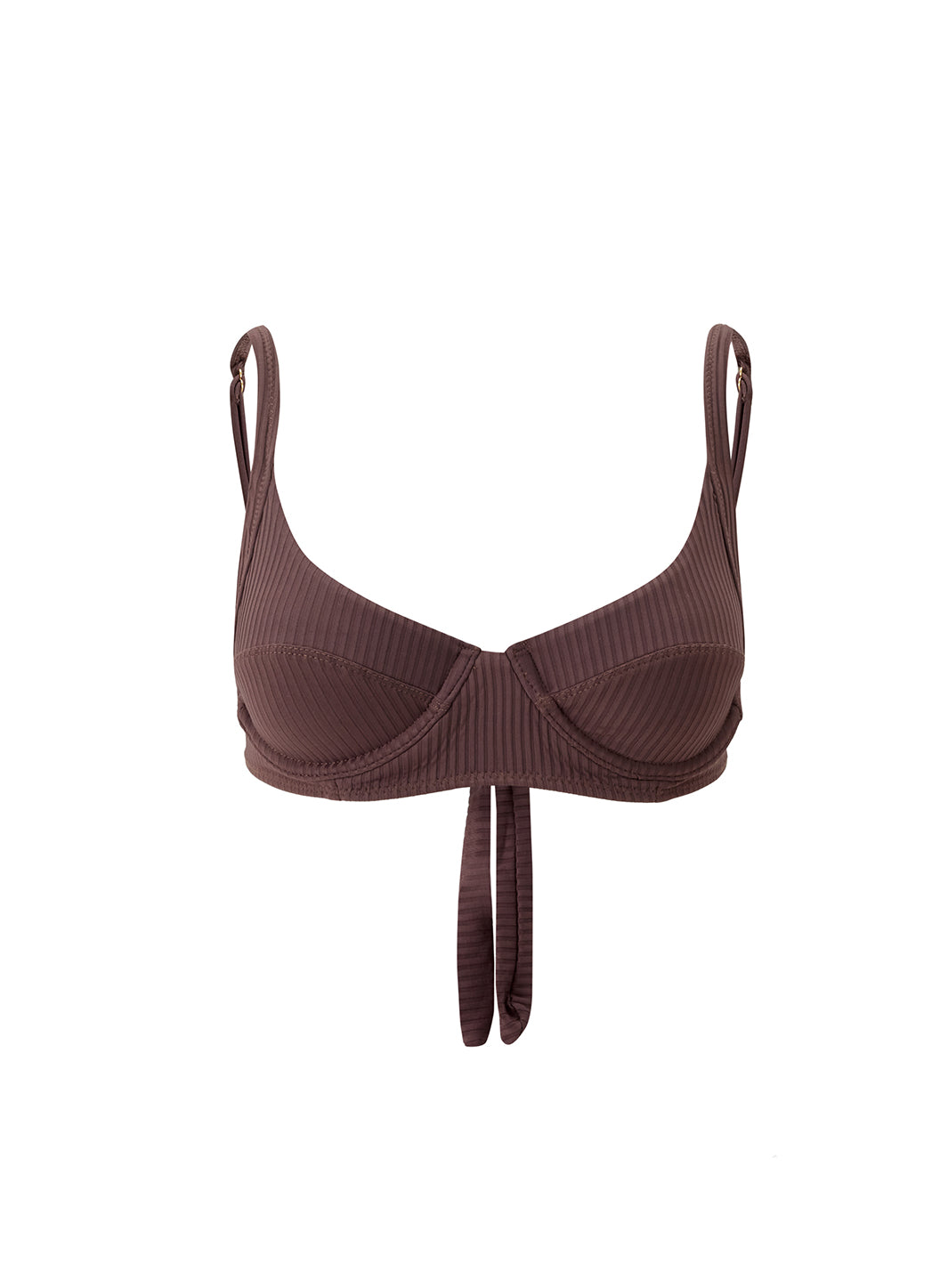 melissa odabash Noto Brown Ribbed Bikini Top