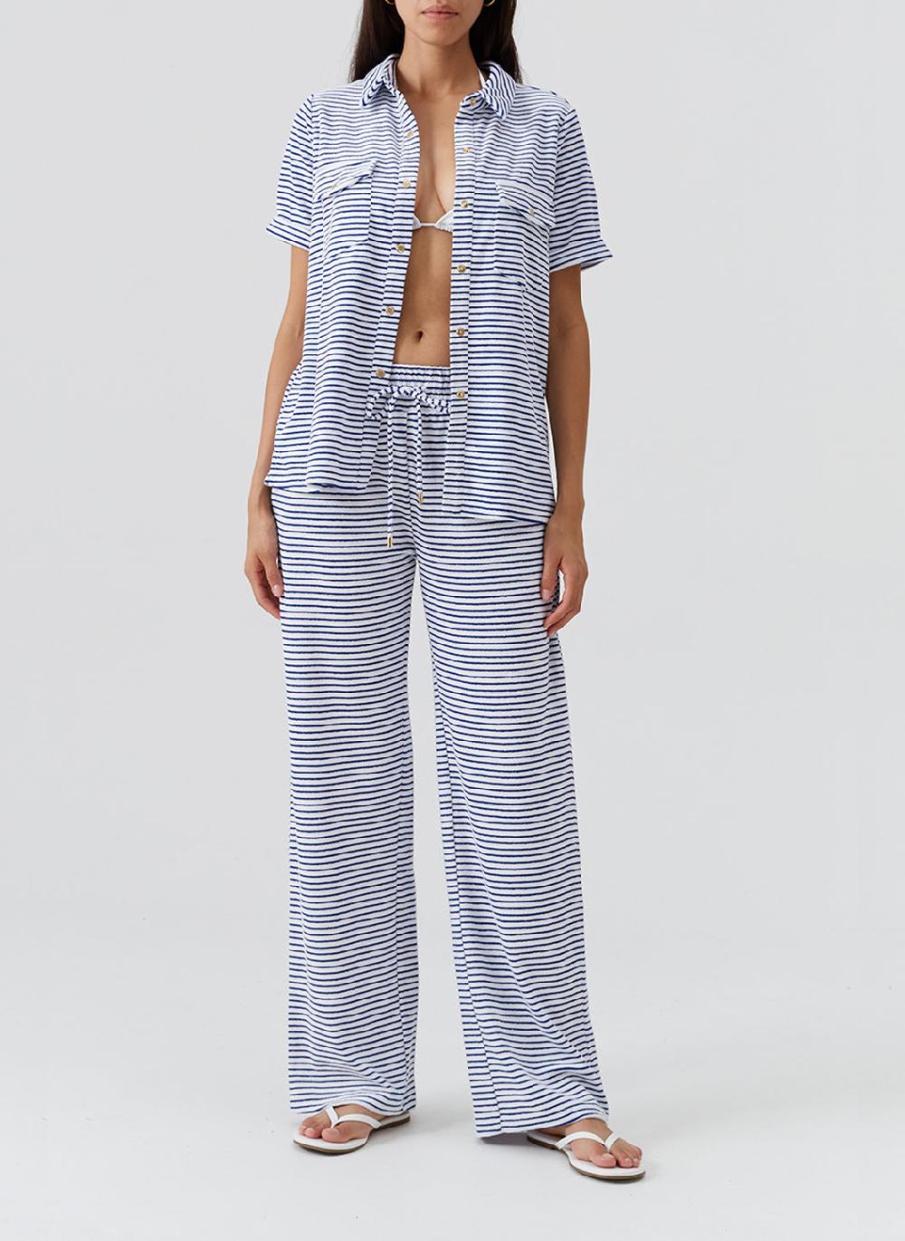 Melissa Odabash Tori Navy Stripe Shirt