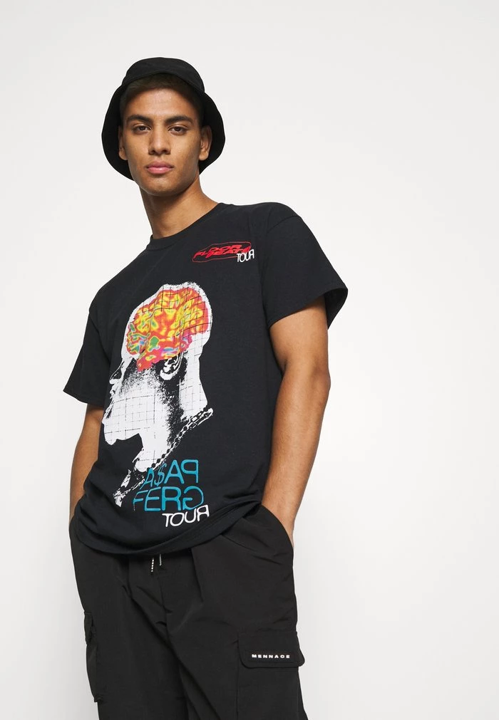Mennace Mennace A$AP FERG FLOOR SEATS TOUR – Print T-shirt – Black