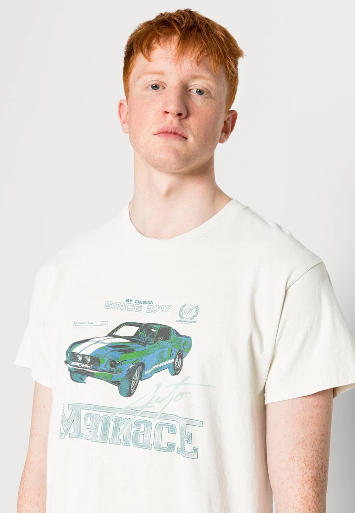Mennace MENNACE AUTO WASHED REGULAR TEE – Print T-shirt – Ecru