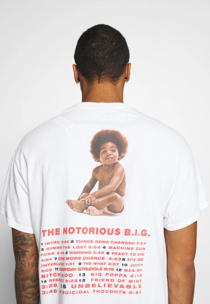 Mennace Mennace BIGGIE BACK OVERSIZED WASHED TEE – Print T-shirt – White Washed