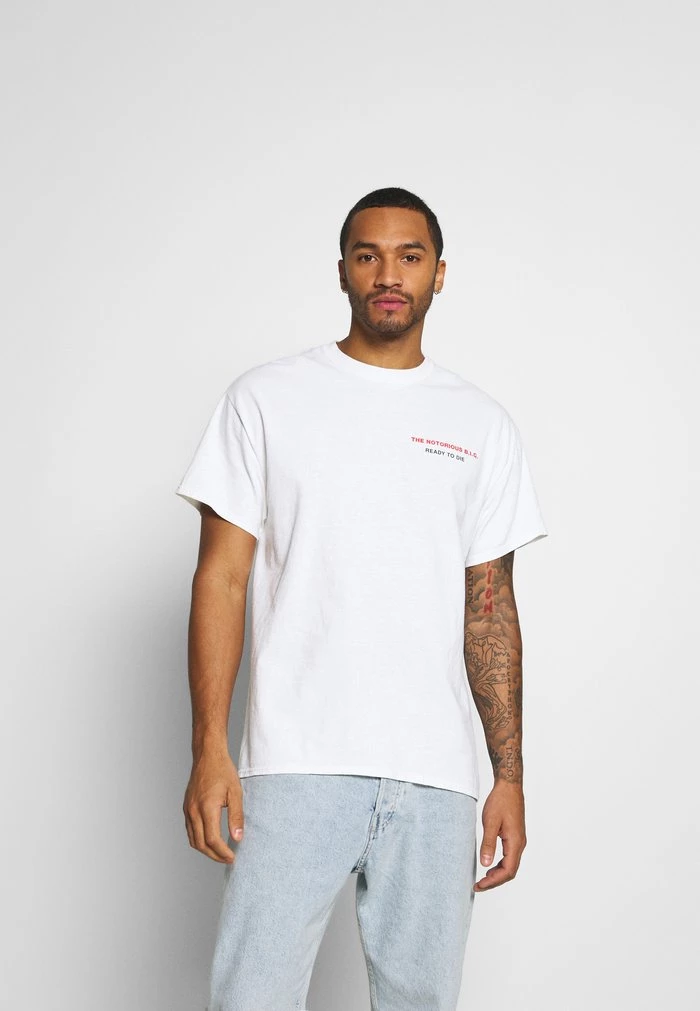 mennace Mennace BIGGIE BACK OVERSIZED WASHED TEE – Print T-shirt – White Washed