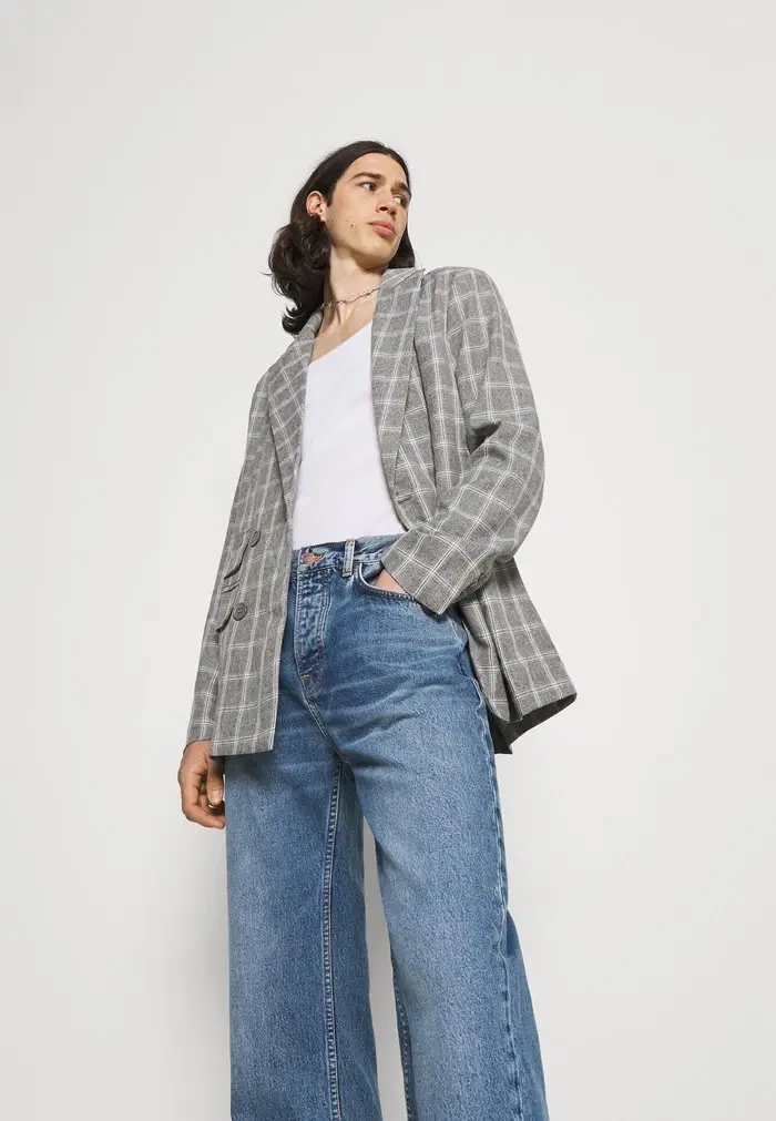 Mennace Mennace BREEZE DOUBLE BREASTED CHECK SUIT JACKET – Blazer Jacket – Grey