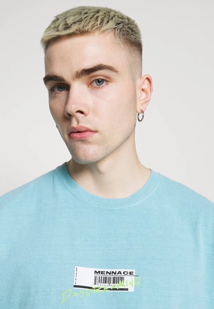 Mennace Mennace BREEZE RECEIPT REGULAR – Print T-shirt – Blue